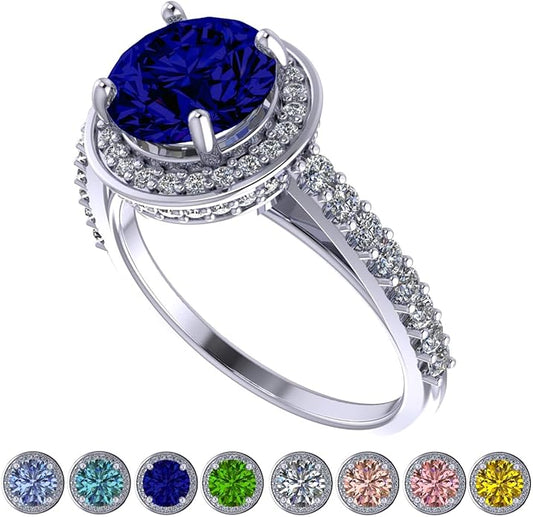 NANA Jewels Sterling Silver Engagement Rings for Women - Choose Simulated Morganite, Citrine, Aquamarine & More