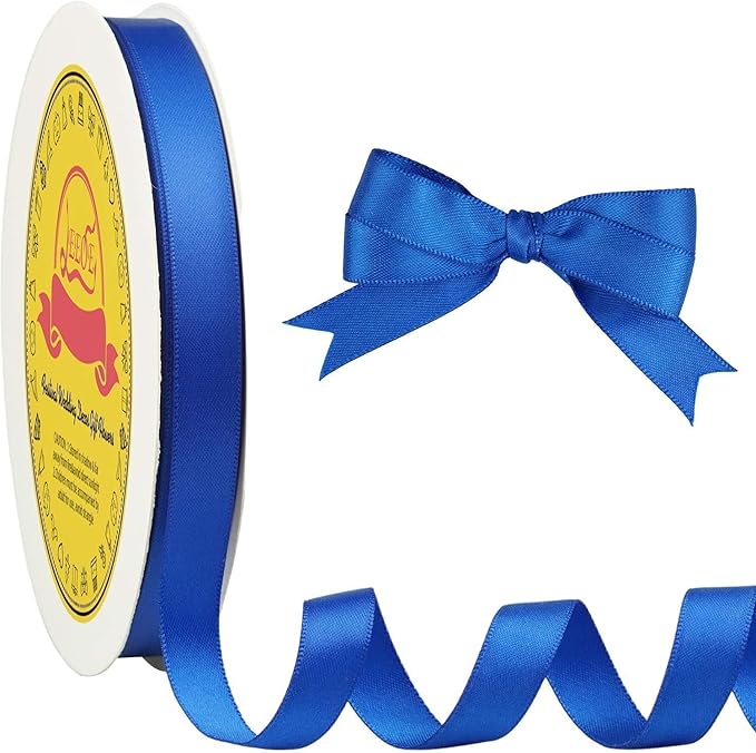 LEEQE Double Face Royal Blue Satin Ribbon 1/2 inch X 50 Yards Polyester Royal Blue Ribbon for Gift Wrapping Very Suitable for Weddings Party Invitation Decorations and More