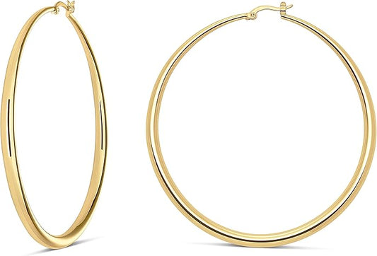 MILLA 14K Gold Hoop Earrings For Women, Silver Hoop Earrings & Rose Gold Earrings with Graduated Curvature