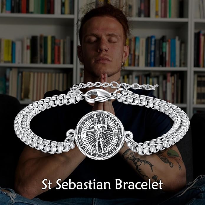 YFN Patron Saint Bracelet Sterling Silver Religious Protector Bracelet Jewelry Gift for Women Men