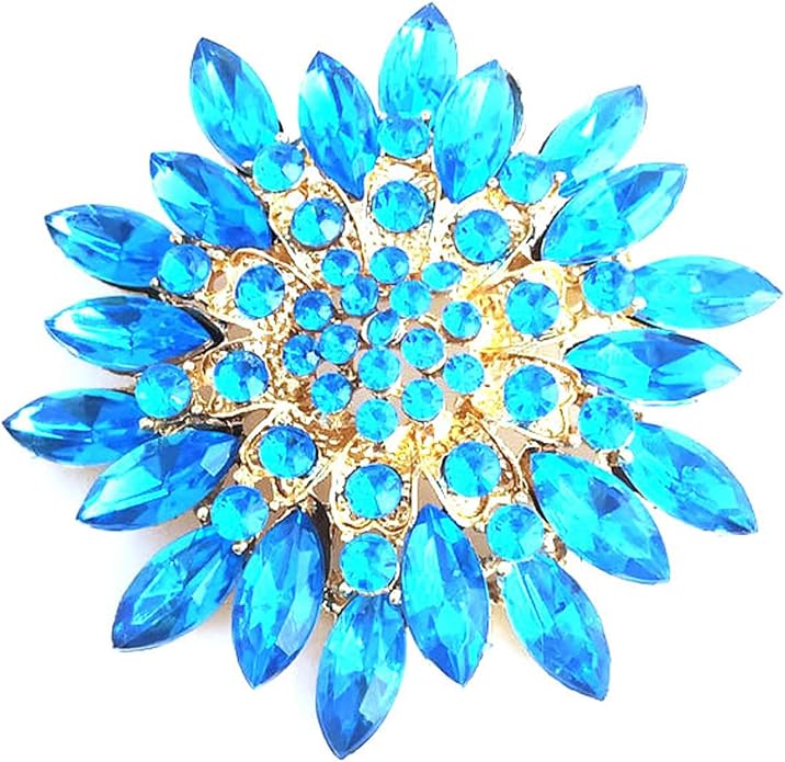 Rhinestone Large Flower Brooches Pins for Women Fashion Sparkly Crystal Sunflower Statement Brooch Unique Wedding Party Suit Dress Jewelry Accessories