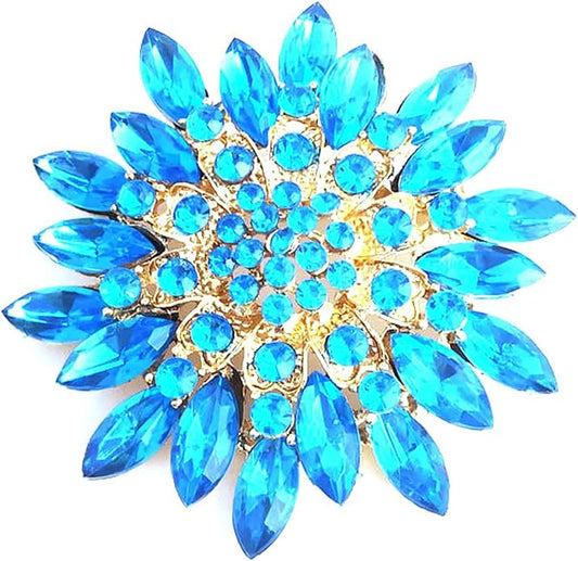 Rhinestone Large Flower Brooches Pins for Women Fashion Sparkly Crystal Sunflower Statement Brooch Unique Wedding Party Suit Dress Jewelry Accessories