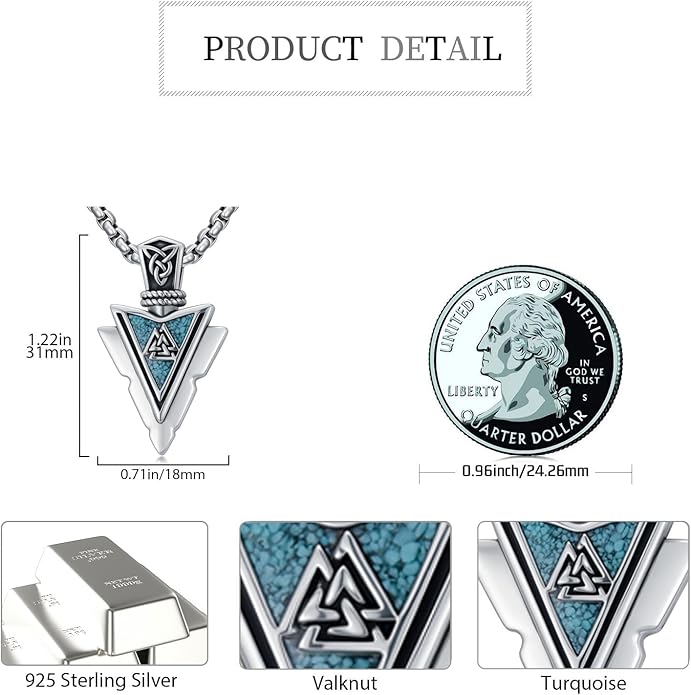 YYmqmq Arrowhead Necklace 925 Sterling Silver Arrow Pendant Necklace Jewelry Gifts for Men Women