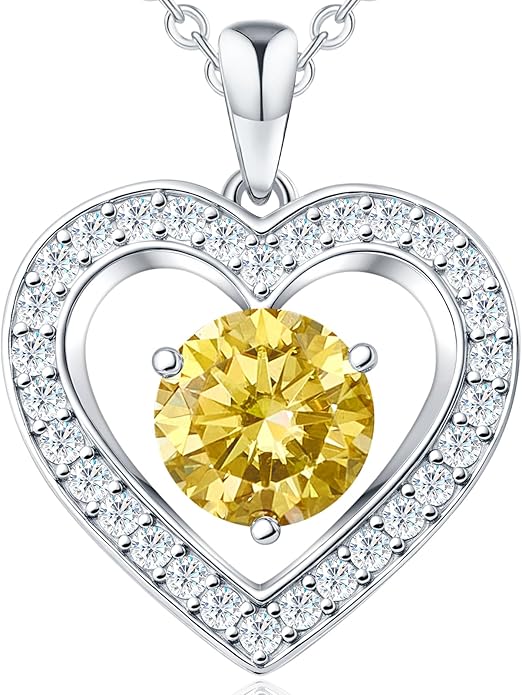 31-Stone Birthstone Heart Necklace for Women | 2ct Moissanite & 30 Sparkling Accents | Valentine's Day, Birthday,Mother's Day, Christmas Gift for Wife, Mother, Girlfriend