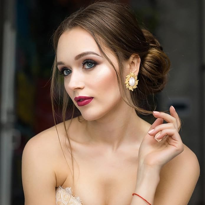 Glenmal 6 Pair Gold Statement Earrings for Women Large Gold Geometric Earrings Woven Twisted Leaf Earring Jewelry Gift