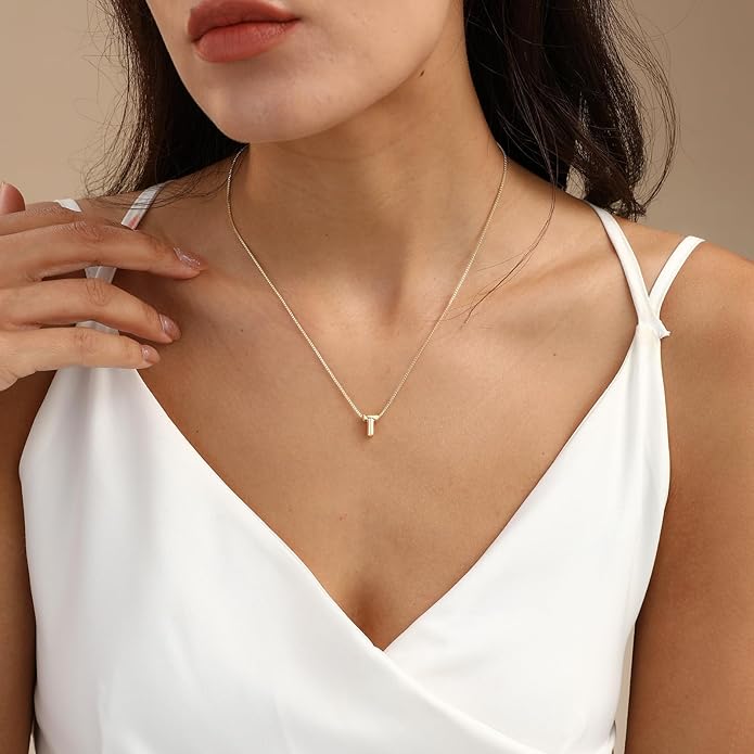 Bubble Gold Letter Necklace for Women, 14k Gold Plated Balloon Initial Necklace, Dainty Gold Necklace for Women, Personalized Bubble Pendant Name Necklace, Fashion Accessories Trendy Jewelry