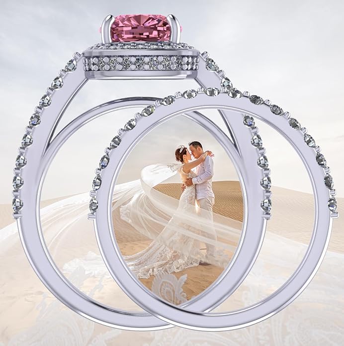 NANA Jewels Sterling Silver Engagement Rings for Women - Choose Simulated Morganite, Citrine, Aquamarine & More