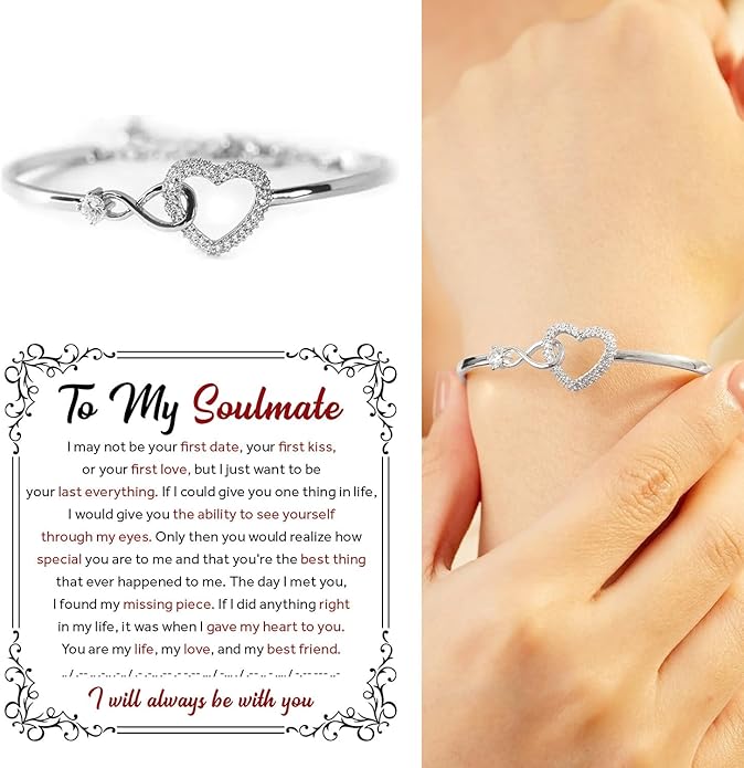 To My Soulmate Bracelet For Women With Heartfelt Message Card & Elegant Box, Bracelet For Girls, Soulmate Birthday, Wedding, Christmas Jewelry Gift From Boyfriend, Husband