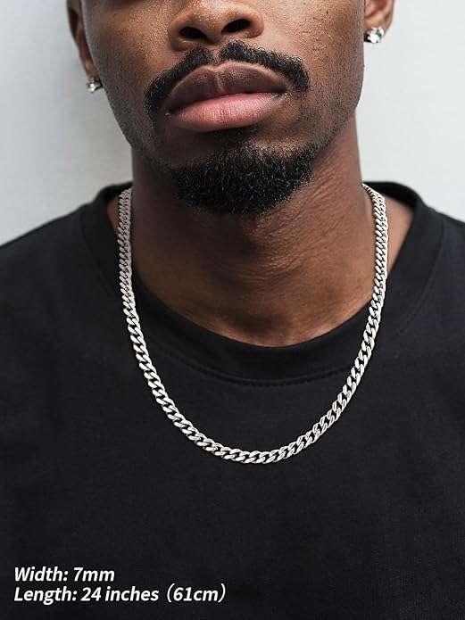 FindChic Men Curb Chain Necklace 18K Gold Plated/Stainless Steel/Black Chunky Double Tight Cuban Link Hip Hop Neck Chains for Men Boys 3.5MM/5MM/6MM/7MM/9MM/12MM 14''-30'' 8 Length Options (Send Gift Box)