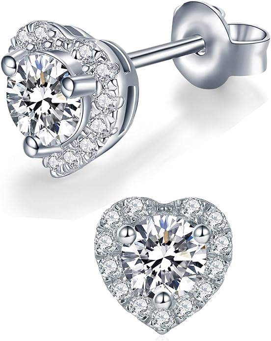 IMOLOVE Moissanite Stud Earrings for Women in Sterling Silver Hypoallergenic 1-3CT D Color Round Cut Moissante Earrings