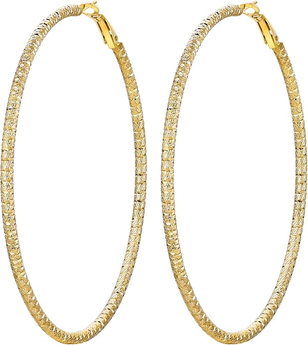 PROSTEEL 30/40/60/80/100mm Chunky Hoop Earrings For Women Gold Plated/Black Stainless Steel Hoops Earrings Statement Jewelry