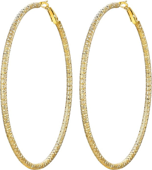 PROSTEEL 30/40/60/80/100mm Chunky Hoop Earrings For Women Gold Plated/Black Stainless Steel Hoops Earrings Statement Jewelry