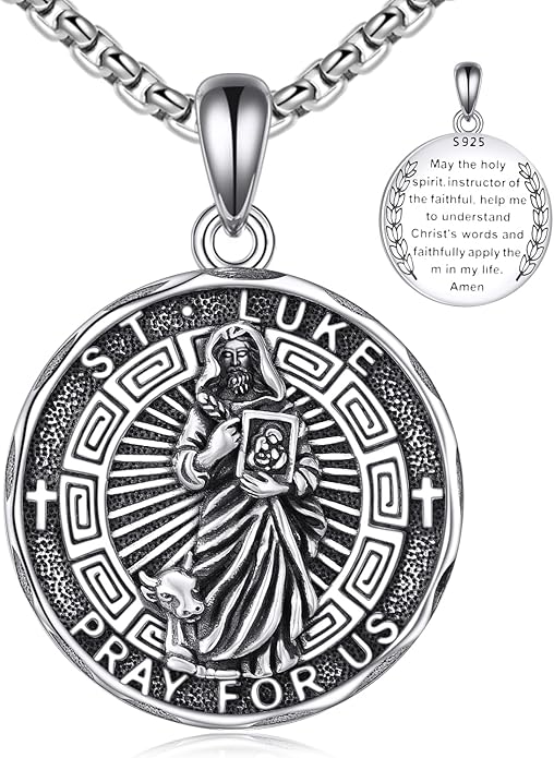 YFN Patron Saint Necklace Sterling Silver Amulet Medal Pendant Religious Protector Jewelry Gifts for Women Men