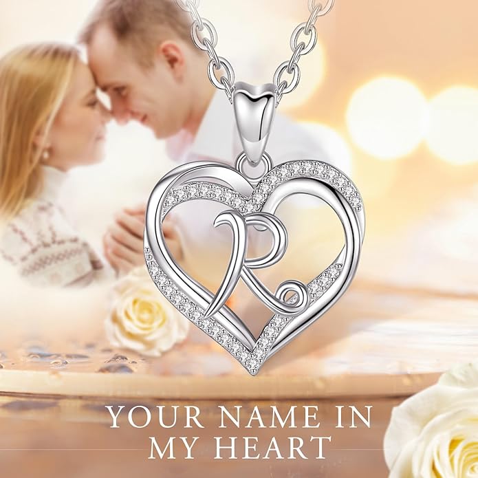 INFUSEU Unique Initial Necklaces for Women Girls Small Heart Letter Jewelry, Meaningful Personalized Gifts
