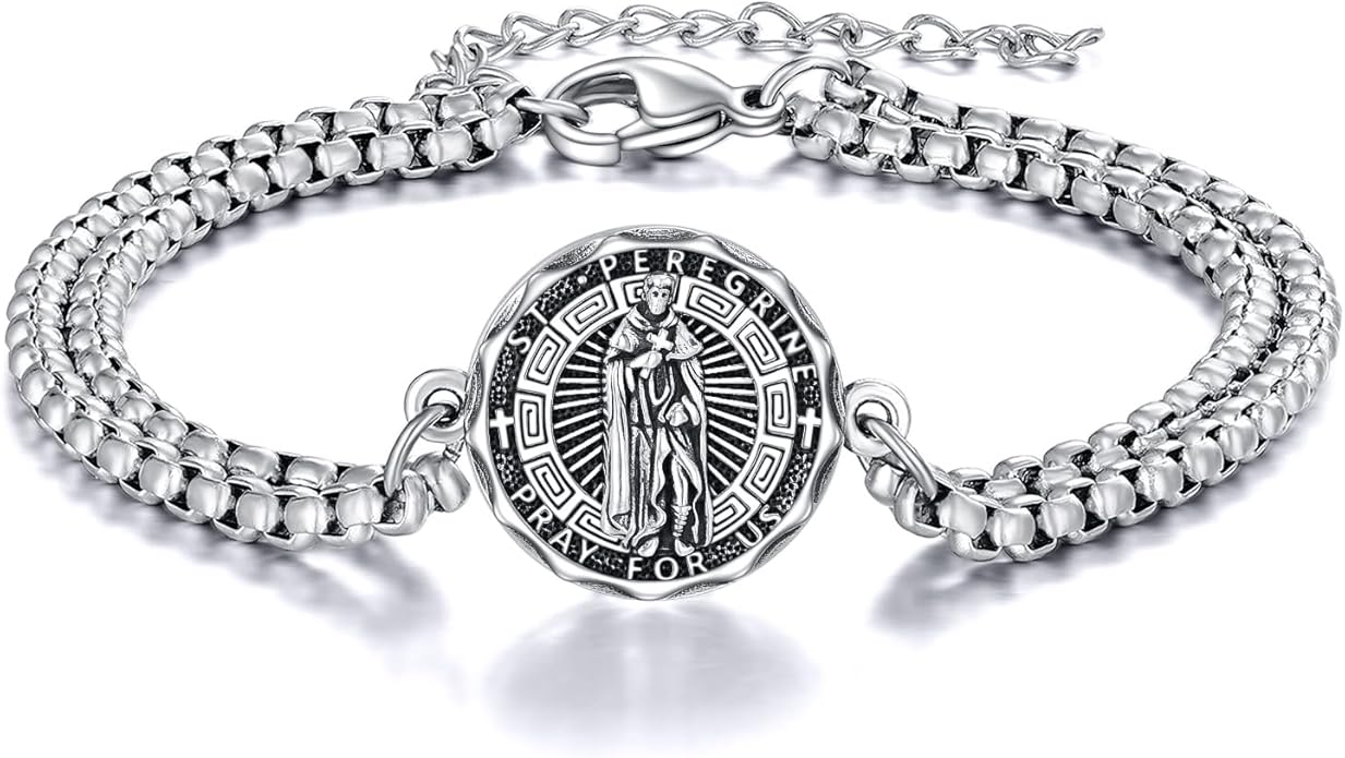 YFN Patron Saint Bracelet Sterling Silver Religious Protector Bracelet Jewelry Gift for Women Men