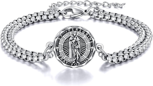 YFN Patron Saint Bracelet Sterling Silver Religious Protector Bracelet Jewelry Gift for Women Men