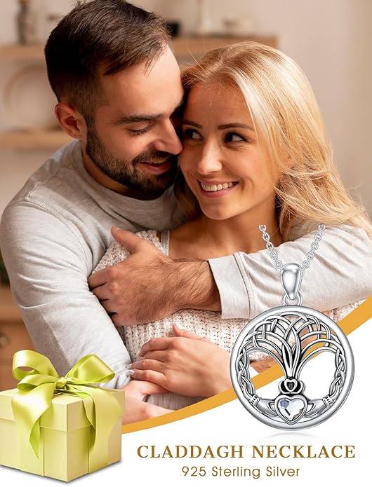 Seiyang 925 Sterling Silver Mustard Seed/Cross/Star of David/Triquetra Trinity Knot/Celtic/Claddagh Necklace Christian/Irish Jewelry Gifts for Women Mom Her