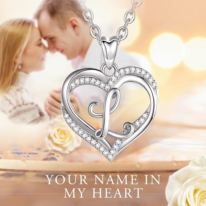 INFUSEU Unique Initial Necklaces for Women Girls Small Heart Letter Jewelry, Meaningful Personalized Gifts