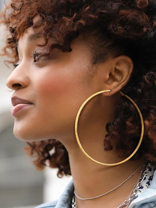 PROSTEEL 30/40/60/80/100mm Chunky Hoop Earrings For Women Gold Plated/Black Stainless Steel Hoops Earrings Statement Jewelry