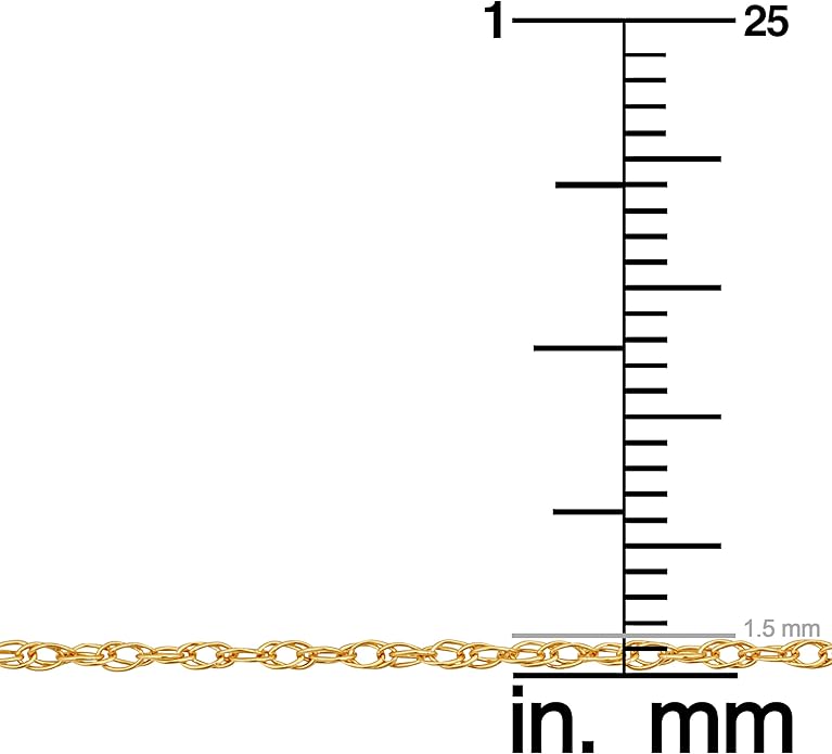 Kooljewelry Real 14k Yellow Gold Rope Chain Pendant Necklace for Women (0.7 mm, 0.9 mm, 1 mm, 1.3 mm, or 1.5 mm)