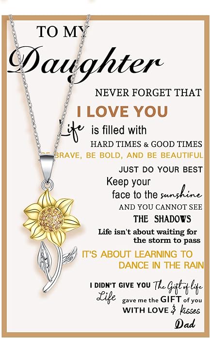 Tarsus Sunflower Necklace, You are My Sunshine, Sunflower Gifts Ideas for Women, Inspirational Gifts for Women Teen Girls Birthday Christmas Valentines Day