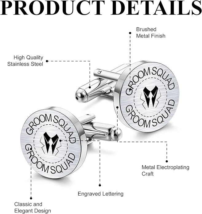 LADY & HOME Cufflinks for Men, Stainless Steel Tuxedo Shirt Cuff links with Gift Box, Gifts for Groom Groomsman Husband Father