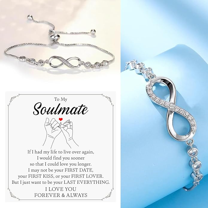 To My Soulmate Bracelet For Women With Heartfelt Message Card & Elegant Box, Bracelet For Girls, Soulmate Birthday, Wedding, Christmas Jewelry Gift From Boyfriend, Husband