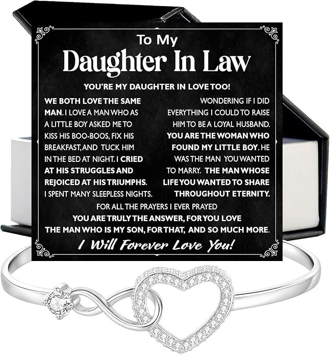 To My Beautiful Daughter In Law Bracelet From Mother-In-Law, Daughter In Law Birthday Gifts, Infinity Star Heart Bracelet For Her With Heartfelt Message Card & Elegant Box, Bonus Daughters Bracelets