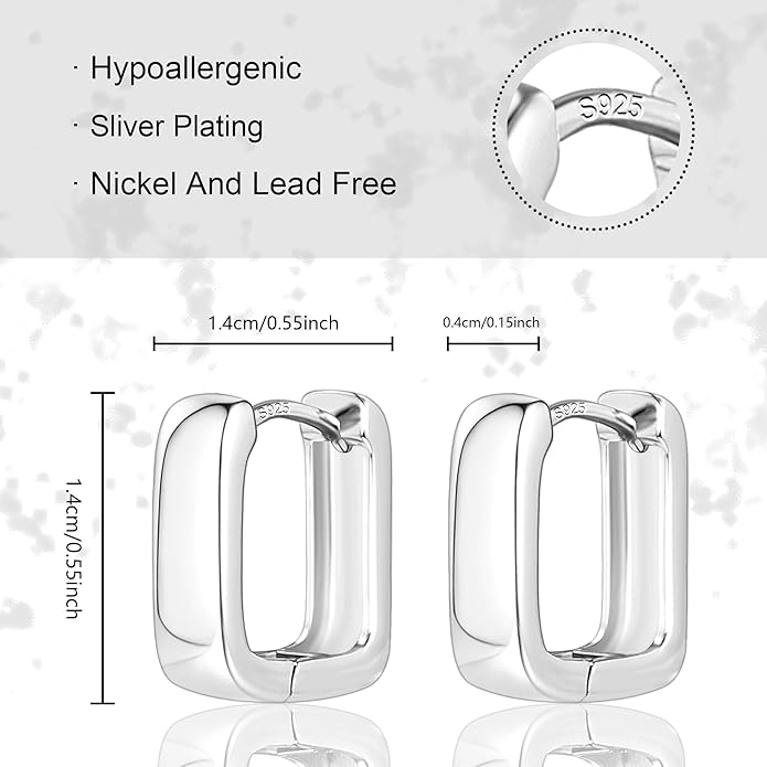 925 Sterling Silver Earrings Small Chunky Silver Earrings for Women Trendy 14K Gold Plated Hypoallergenic Cute Thick Huggie Hoops Earing Jewelry for Women Gifts