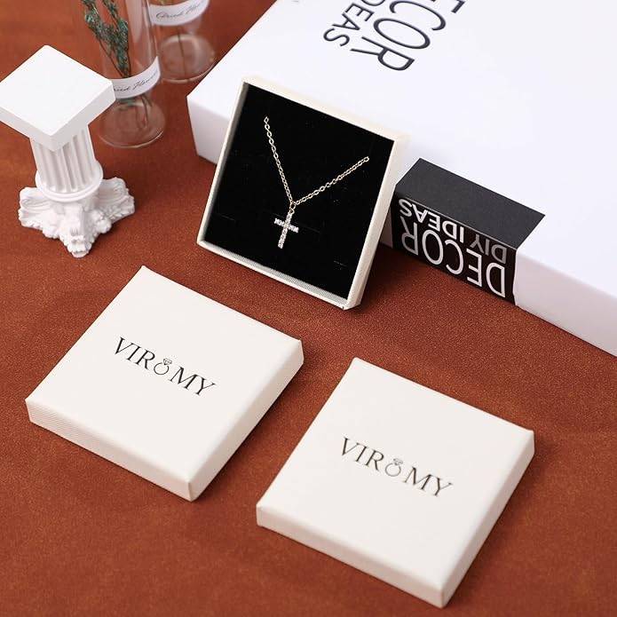 VIROMY Gold Cross Necklace for Women - Dainty Diamond Cross Pendant Necklaces Non Tarnish Waterproof Necklace Simple Choker Minimalist Jewelry