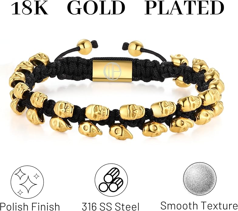 Gold-Plated Bracelets for Men 18K Gold Plated Franco Link Chain Stainless Steel Bracelet Adjustable Bracelet Mens Jewelry Birthday Gift