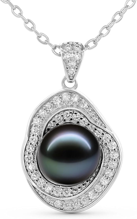 TRYNDI Real Tahitian Black Pearl Necklace Gifts for Women - Larger 11-12mm Luxury Pearl Womens Jewelry, Romantic Valentines Gift for Wife from Husband- Wedding Anniversary, Birthday, Mothers Day, Valentine Necklace for Girlfriend, Fiance & Soulmate