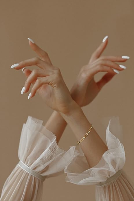 LOYATA Chain Bracelet Gold Link 14K Gold Plated Dainty Pearl Bracelet Simple Jewelry Gift for Women