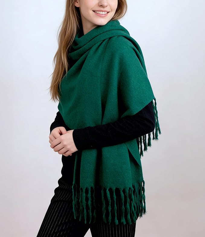Achillea Warm Cashmere-Feel Winter Scarf – Thick Pashmina Shawl Wrap for Cold Weather