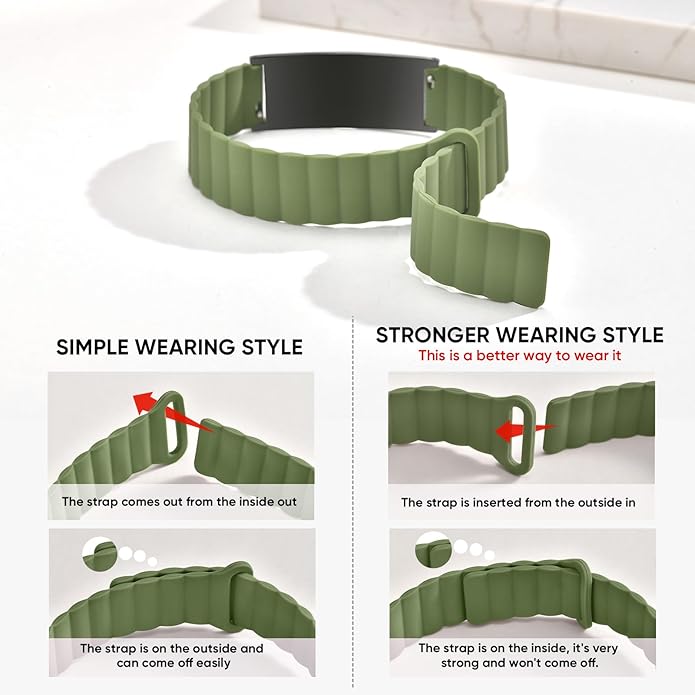 Comfortable Medical ID Bracelet for Men & Women - Custom Engraved Silicone Strap Comfort Fit Medical Alert Bracelets for Sports,Adjustable Waterproof Customizable Wristband for Diabetic