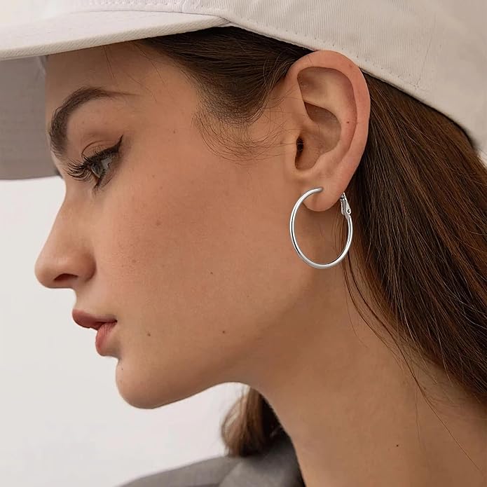 Gacimy Gold Hoop Earrings for Women 14K Gold Plated, 925 Sterling Silver Post Hypoallergenic Earrings Hoops for Women
