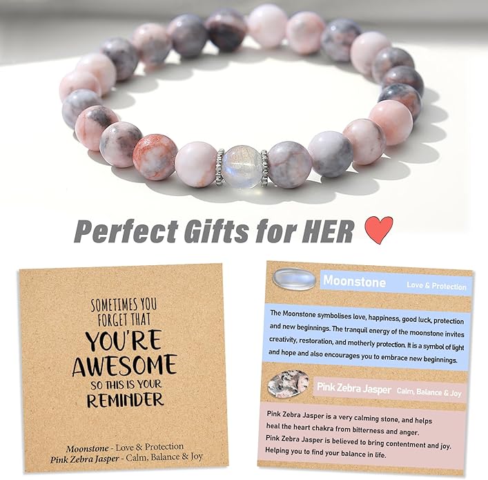 Christmas Stocking Stuffers for Kids/Girls/Teens-Love/Encouragement-Natural Crystal Bracelets-Handmade Cute Gifts