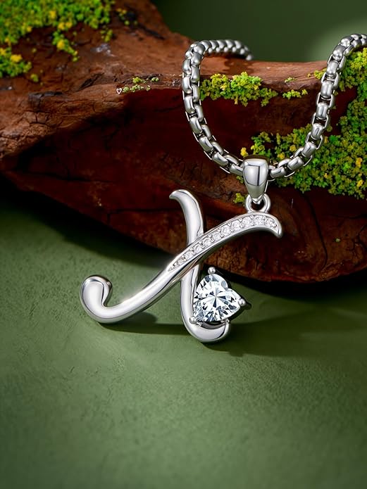 Christmas Gifts for Women Alphabet A to Z Initial Birthstone Pendant Necklaces for Women - 18k White Gold Plated Personalized Name Jewelry Valentine Mothers Day Birthday Gifts for Women Her Girlfriend