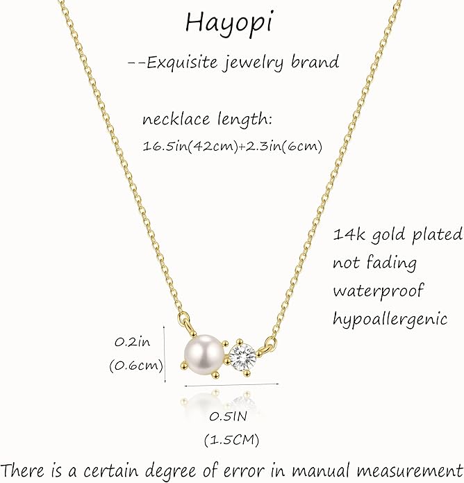 Pearl Necklace for Women Trendy,14k Gold Plated Necklace Dainty Wedding Necklace Small Cute Choker Necklace Beaded Lariat Drop Necklace Vintage Waterproof Jewelry for Women Gold Jewelry Fashion Gifts
