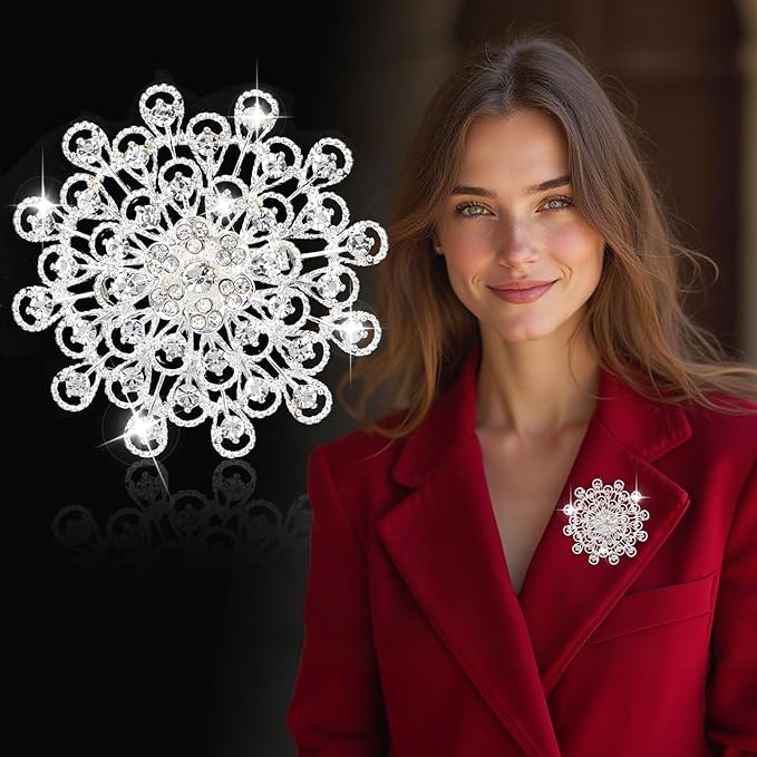 kilofly 4pc Rhinestone Wedding Crystal Floral Fashion Brooch Pin + Gift Bag