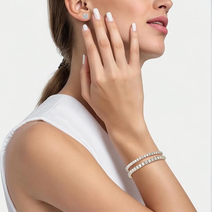 LOVE&LOVE Moissanite Tennis Bracelets for Women, 3mm & 4mm D Color VVS1 Round Cut｜925 Sterling Silver Adjustable Bracelet, Jewelry Gift Her Birthday Anniversary