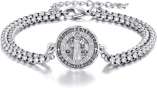 YFN Patron Saint Bracelet Sterling Silver Religious Protector Bracelet Jewelry Gift for Women Men