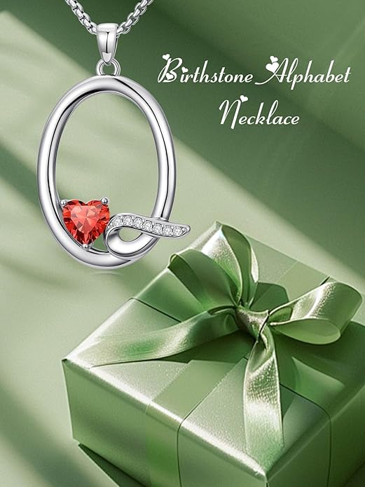 Christmas Gifts for Women Alphabet A to Z Initial Birthstone Pendant Necklaces for Women - 18k White Gold Plated Personalized Name Jewelry Valentine Mothers Day Birthday Gifts for Women Her Girlfriend