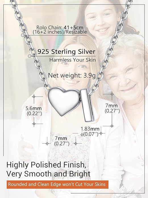 PROSILVER Initial Heart Necklace for Women, 925 Sterling Silver Tiny Heart Letter Necklace Siver, Gold Necklace, Come with Box