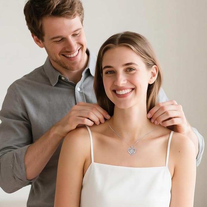 1-3 Carat Moissanite Necklace for Women, 925 Sterling Silver Heart Pendant Necklace Moissanite Diamond Necklace, Birthday Gift Anniversary Present for Wife, Girlfriend, Daughter, Mom