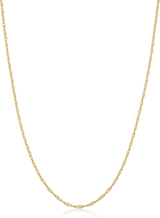 Kooljewelry Real 14k Yellow Gold Rope Chain Pendant Necklace for Women (0.7 mm, 0.9 mm, 1 mm, 1.3 mm, or 1.5 mm)