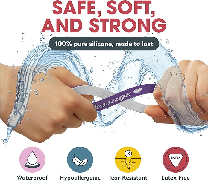 Reminderband Custom 100% Silicone Luxe Wristbands – Personalized Motivational Bracelets, Bulk Rubber Bands for Events, Fundraisers, Awareness, Gifts - Hypoallergenic Bands