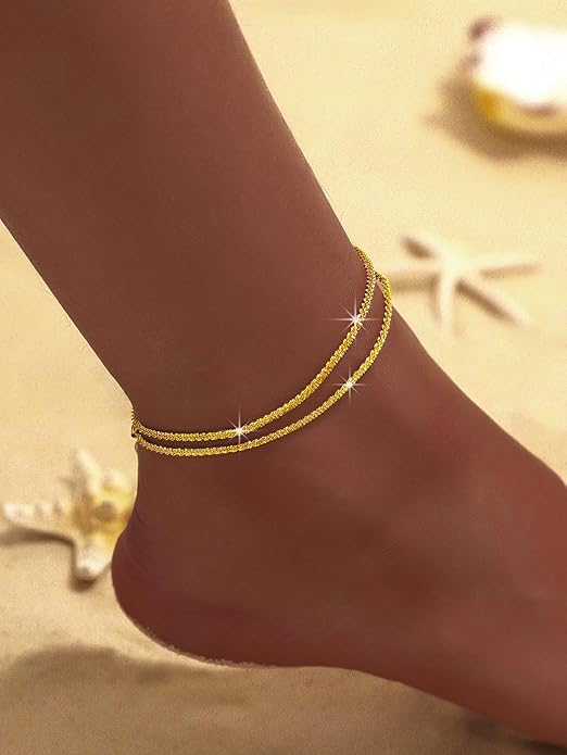 Ankle Bracelets for Women Waterproof Sparkly Anklets Tennis Rhinestone Anklets for Women Starfish Infinity Heart Cross Anklet Bracelet Beach Jewelry