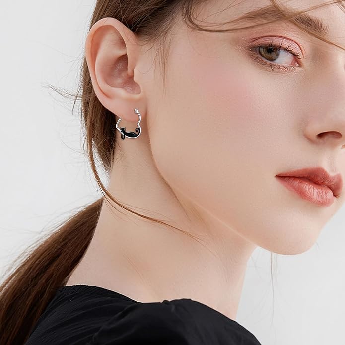 YFN Animal Earrings Sterling Silver Animal Heart Hoop Dangle Earrings Cute Jewelry Gifts for Women