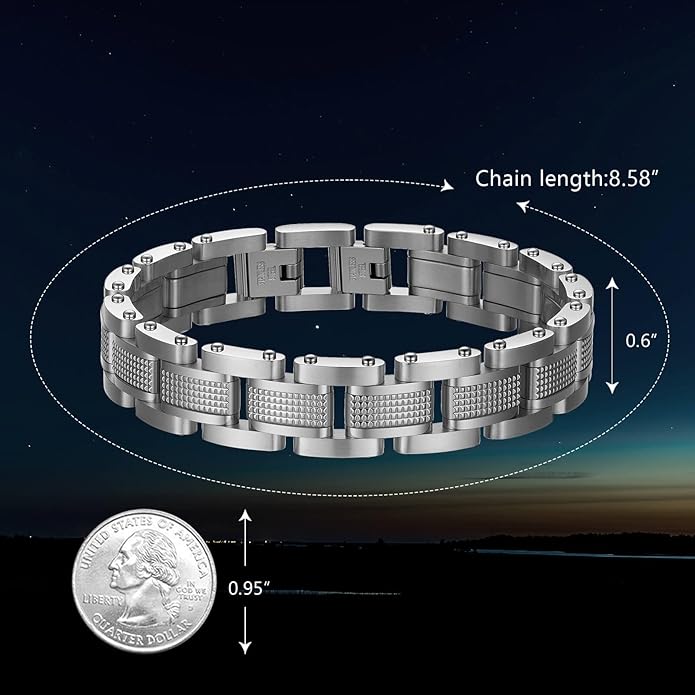 Men Bracelet Stainless Steel men black bracelet Link diamond silver bracelet blue particles jewelry Men chain Gift Boxes